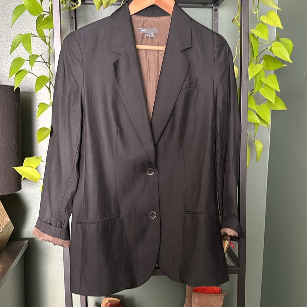🖤🤎VINCE Black & Brown Silk Lined Blazer